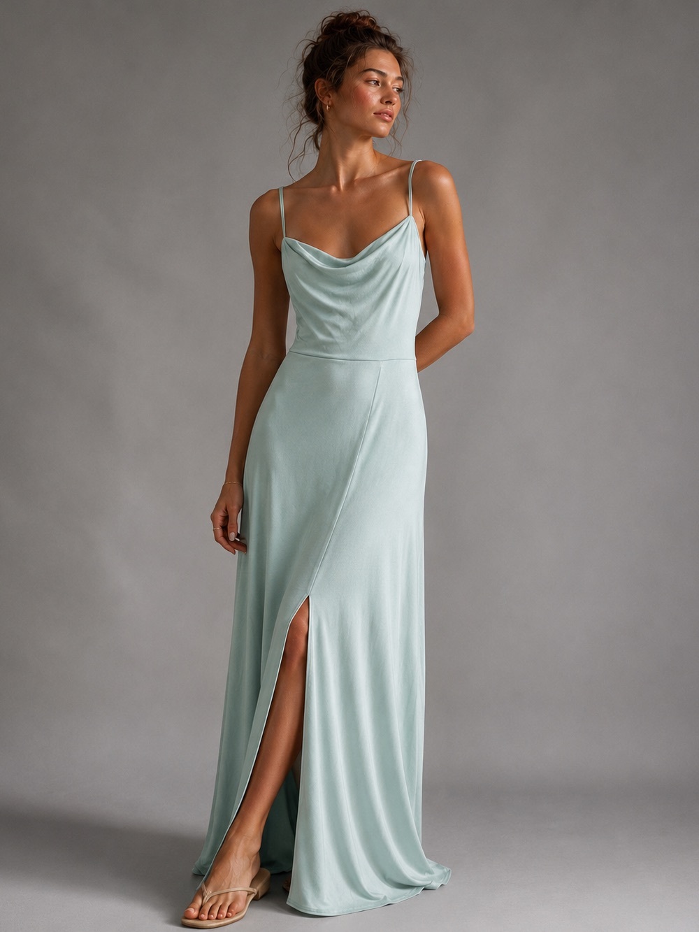 NWT BIRDY GREY Ash Age Grey Crepe Gown XS